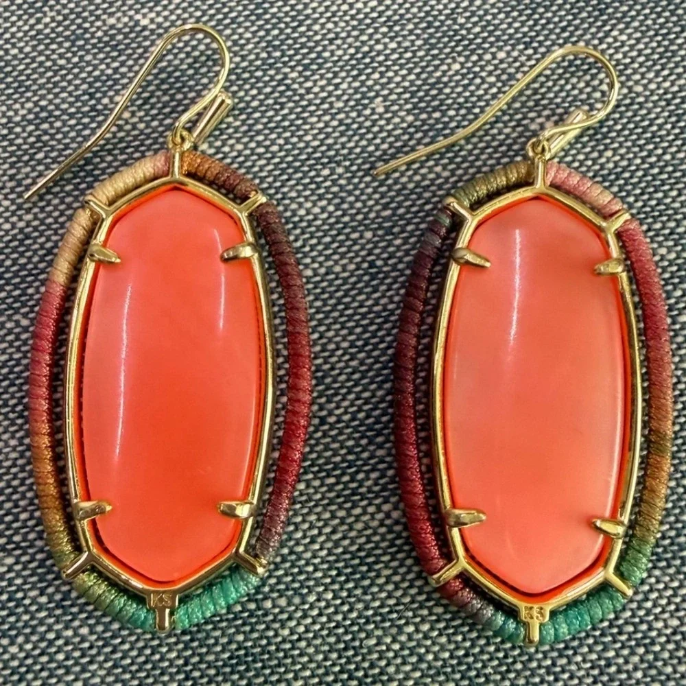 Kendra Scott Elle Threaded Drop Earring in Coral Illusion Gold Tone Multicolor